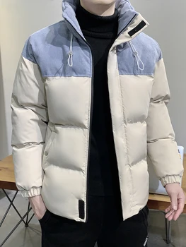 2023 Новая мужская зимняя куртка, теплая парка, Вельветовая лоскутная куртка со стоячим воротником, толстая ветровка, теплое стеганое пальто, плюс размер 8XL