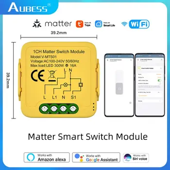 Aubess Matter Tuya Smart Switch Breaker 16A Поддержка модуля реле 