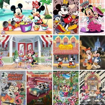 Disney 5D Алмазная живопись, сделай САМ, Круглая алмазная вышивка, картинки с Микки и Минни Маус, Стразы, вышивка крестом, Мозаика для домашнего декора