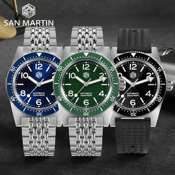 San Martin 37mm 62Mas Дайв-Часы Для Мужчин, Автоматические Механические Наручные Часы С Регулируемой Застежкой Fly, Водонепроницаемые 200M BGW-9 SN0007-G-X1