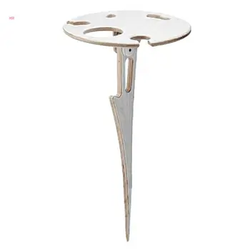Винный столик на открытом воздухе, складной круглый настольный мини-деревянный столик, складной стеллаж для бокалов для вина, дорожный