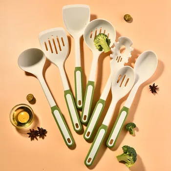 Бело-зеленая Термостойкая Силиконовая Посуда, Набор кухонной утвари, Кухонная Утварь с Антипригарным покрытием, Инструменты для выпечки