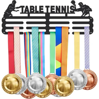 Стойка для медалей для настольного тенниса, вешалка для спортивных медалей с 12 линиями, Прочные стальные подставки для медалей, рассчитанные более чем на 60 медалей, настенные