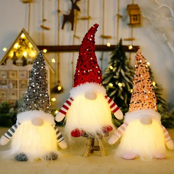 30 см Светящаяся Рождественская безликая кукла со светодиодной подсветкой, плюшевая подвеска в виде Рождественской елки, плюшевые куклы-гномы, украшения для домашней вечеринки