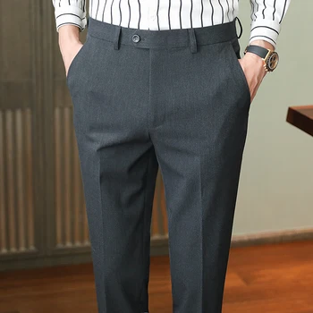 2022 Весна Осень Мужские официальные деловые брюки Slim Fit Мужские повседневные брюки полной длины Новые мужские высококачественные брюки для костюма Z12