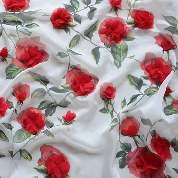 Шифоновая ткань с цветочным принтом, модная полиэфирная ткань для платья, по метру 3D