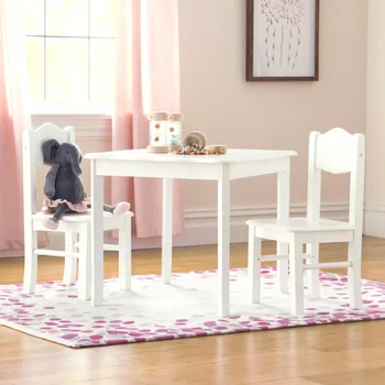 Набор классических белых столов и стульев Guidecraft: деревянный стол для занятий для малышей - столовая, спальня, школа и игровая комната