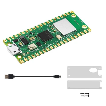 Для Raspberry Pi Pico W + акриловый чехол + кабель Micro-USB RP2040 Двухъядерный комплект для беспроводной платы разработки Wi-Fi с 2 МБАЙТ флэш-памяткой