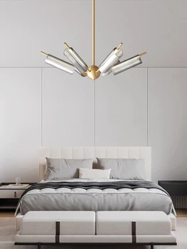 AiPaiTe, скандинавский минимализм, золотая / черная светодиодная люстра для гостиной, столовой, спальни, виллы, медная стеклянная люстра