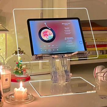 Регулируемая Прозрачная акриловая подставка для планшета Держатель для чтения Книг Плоский кронштейн на 180 градусов для MacBook iPad Настольный держатель