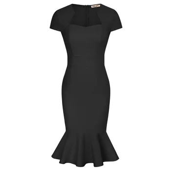 GK Женское платье-Русалка с коротким рукавом, Эластичное облегающее платье длиной до колен, Офисное женское рабочее платье-карандаш A30