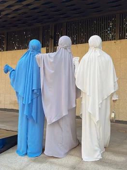 16 Цветов Мусульманский Хиджаб Платье Комплект из 2 Предметов Женский Молитвенный Наряд Исламский Дубай Турция Абая + Удлиненный Головной Платок платье Наборы