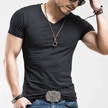Мужская футболка с короткими рукавами A2951, черные колготки, мужские футболки для фитнеса, мужская одежда