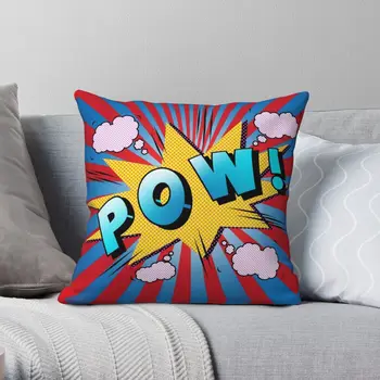 Забавные лозунги Pow Квадратная наволочка в стиле поп-арт, полиэстер, льняной бархат, креативный декор на молнии, чехол для подушки на кровать