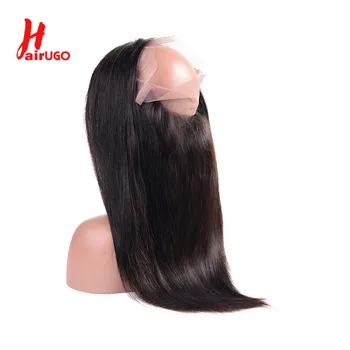 HairUGo 360 кружевное фронтальное закрытие Бразильский Реми Прямые Человеческие Волосы Кружевное Фронтальное 100% Человеческие Волосы Натуральный Цвет Прозрачное Кружево