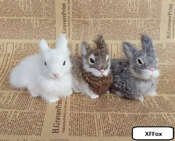 набор из 3 предметов, милые модели кроликов из пластика и меха, новые куклы-кролики в подарок размером 14x8x10 см xf1968