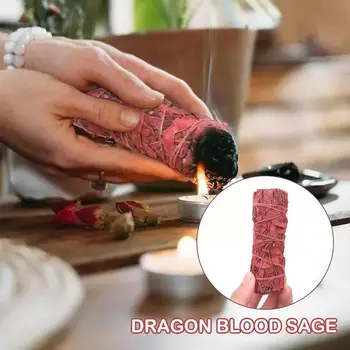 Шалфея пучки драконьей крови полупрозрачный красный полупрозрачный набор стик для домашней чистки негативной энергии, очистка йога медитация 1шт Y3g4
