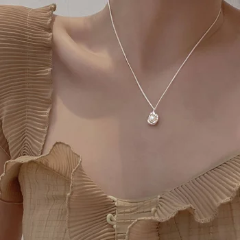 Геометрическое ожерелье из стерлингового серебра S925 с жемчугом, женский простой дизайн, ниша Ins, холодный стиль, легкая роскошная цепочка для ключиц