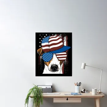 4 июля Плакат с американской собакой Декор Современная Настенная Печать Комната Винтажное Домашнее Художественное Настенное Украшение Забавная Картина Без Рамки