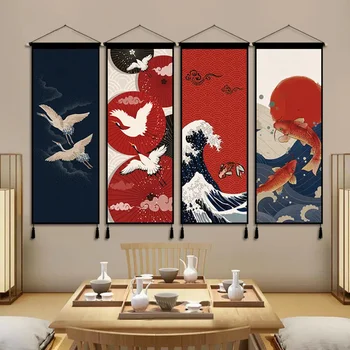 Японская настенная живопись Декор для гостиной Гобеленовые картины из ткани для спальни Художественные картины