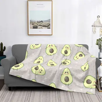 Милые, счастливые, улыбающиеся Одеяла из флиса Авокадо, Покрывало для любителей Авокадо, Покрывало для кровати, дивана, мягкие постельные принадлежности, покрывала