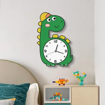 Креативные подвесные настенные часы без перфорации, Мультяшные настенные часы с динозавром, гостиная, детская комната, домашние модные настенные часы