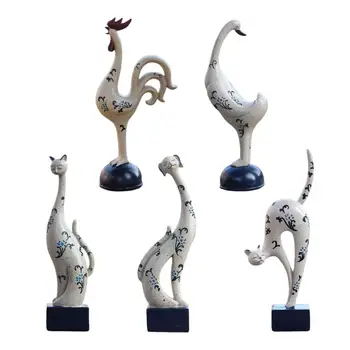 Статуэтки животных для домашнего декора, коллекционные Очаровательные креативные скульптуры животных для
