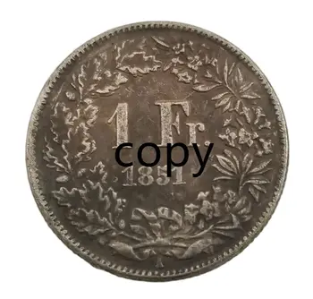 1851 1Fr Швейцария, Посеребренные монеты, Монета для домашнего декора, Волшебные предметы коллекционирования, Монеты, КОПИИ Медалей, Монеты, Рождественские подарки