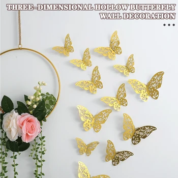 64шт 3D наклейки на стену с бабочками Персонализированные наклейки на стены для дома Отеля